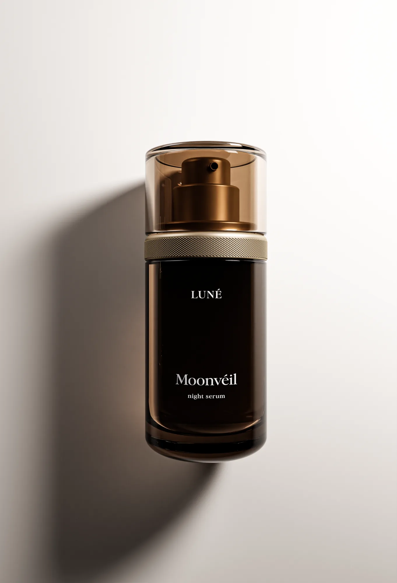 Closed serum bottle with an amber cap