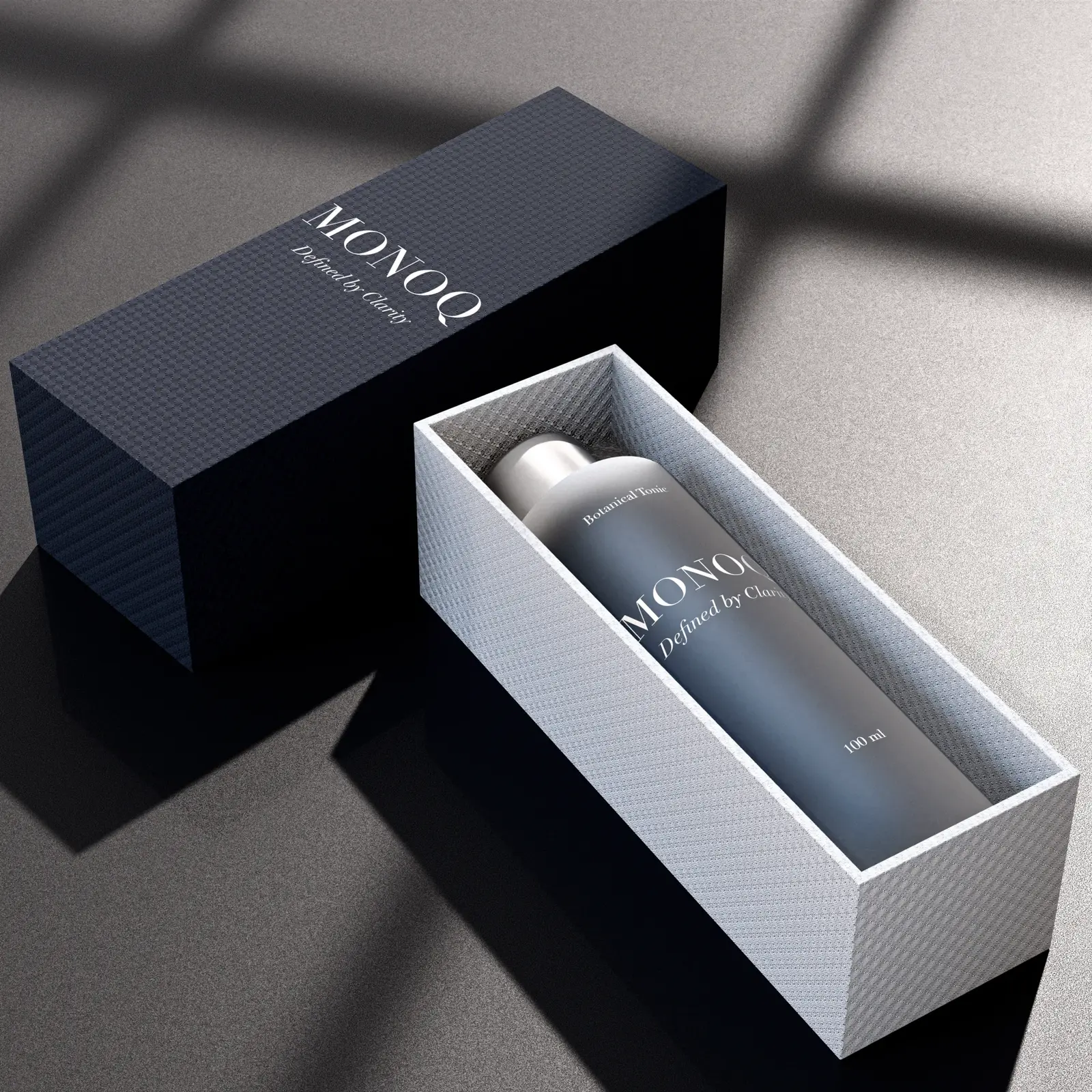 Toner bottle in an open gift box