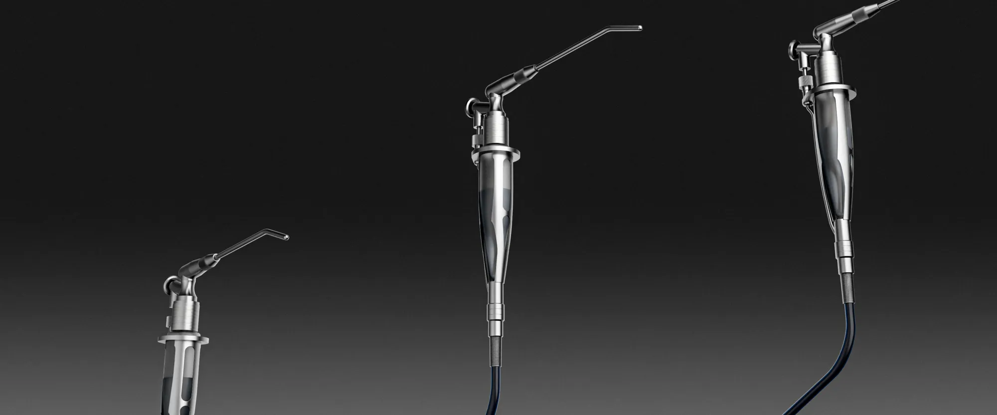 Three surgical cannulas at different angles