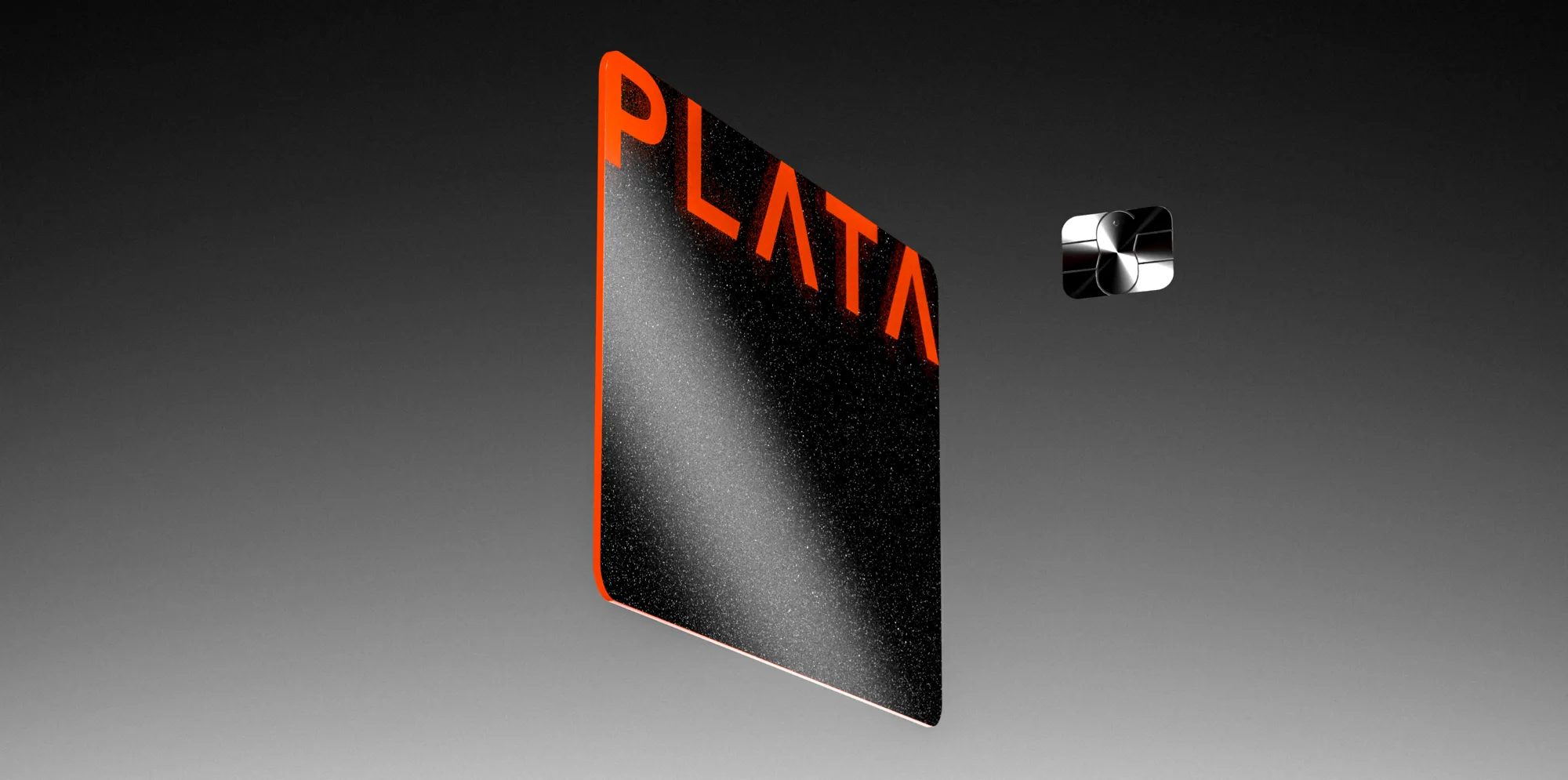 Card seen at an angle with an orange edge
