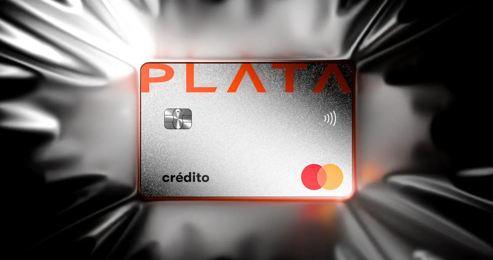 Payment card framed by glowing fabric