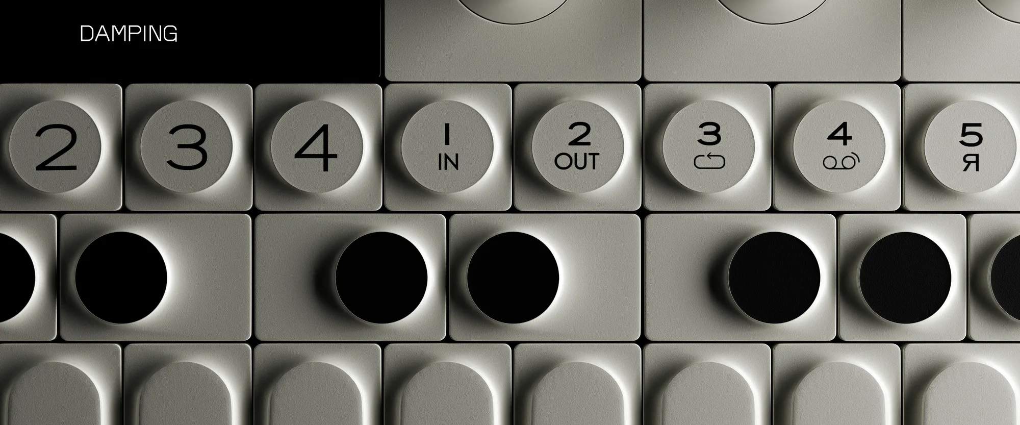 Rubber keys and buttons, close view