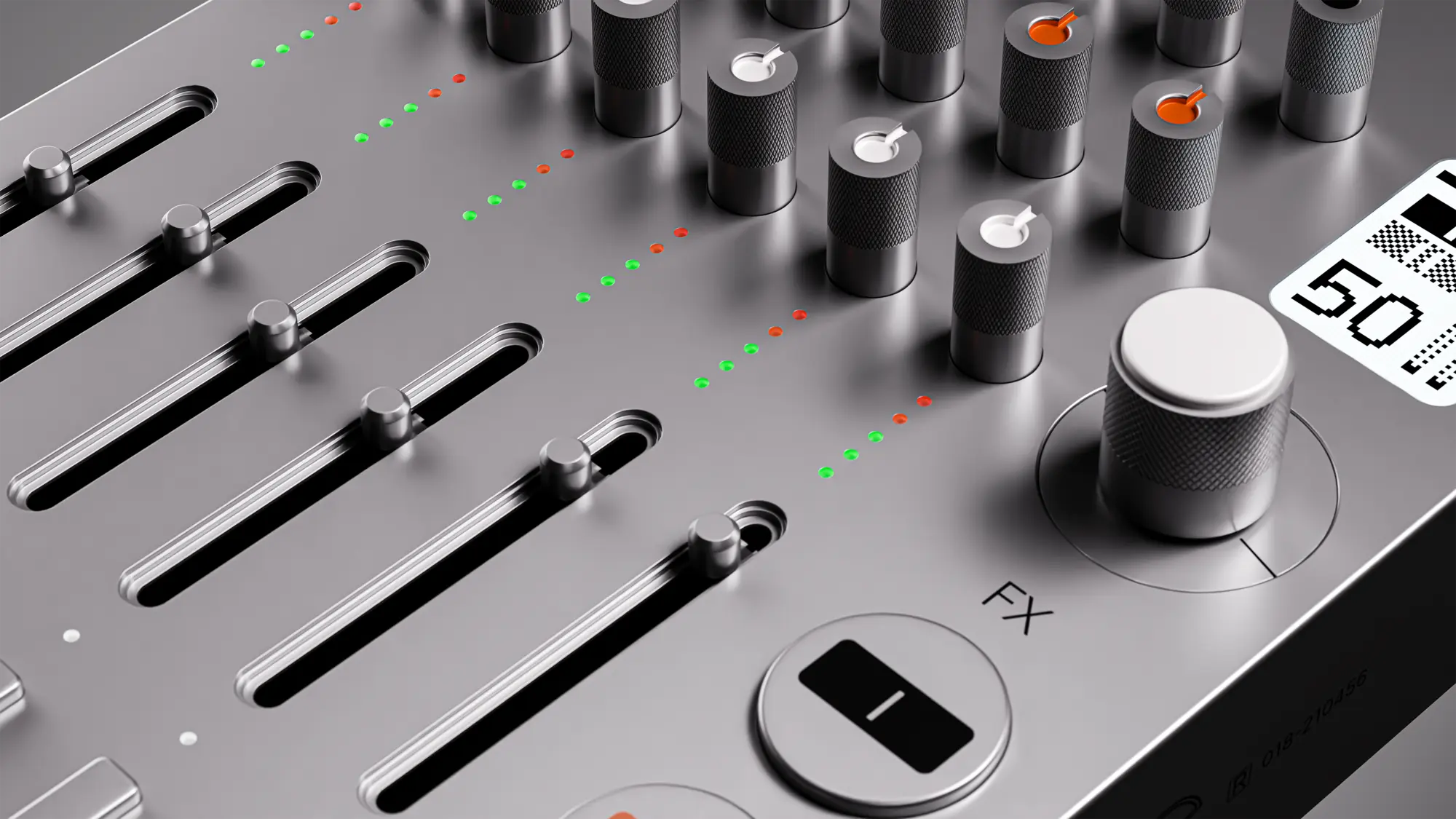 Faders and knobs, close view