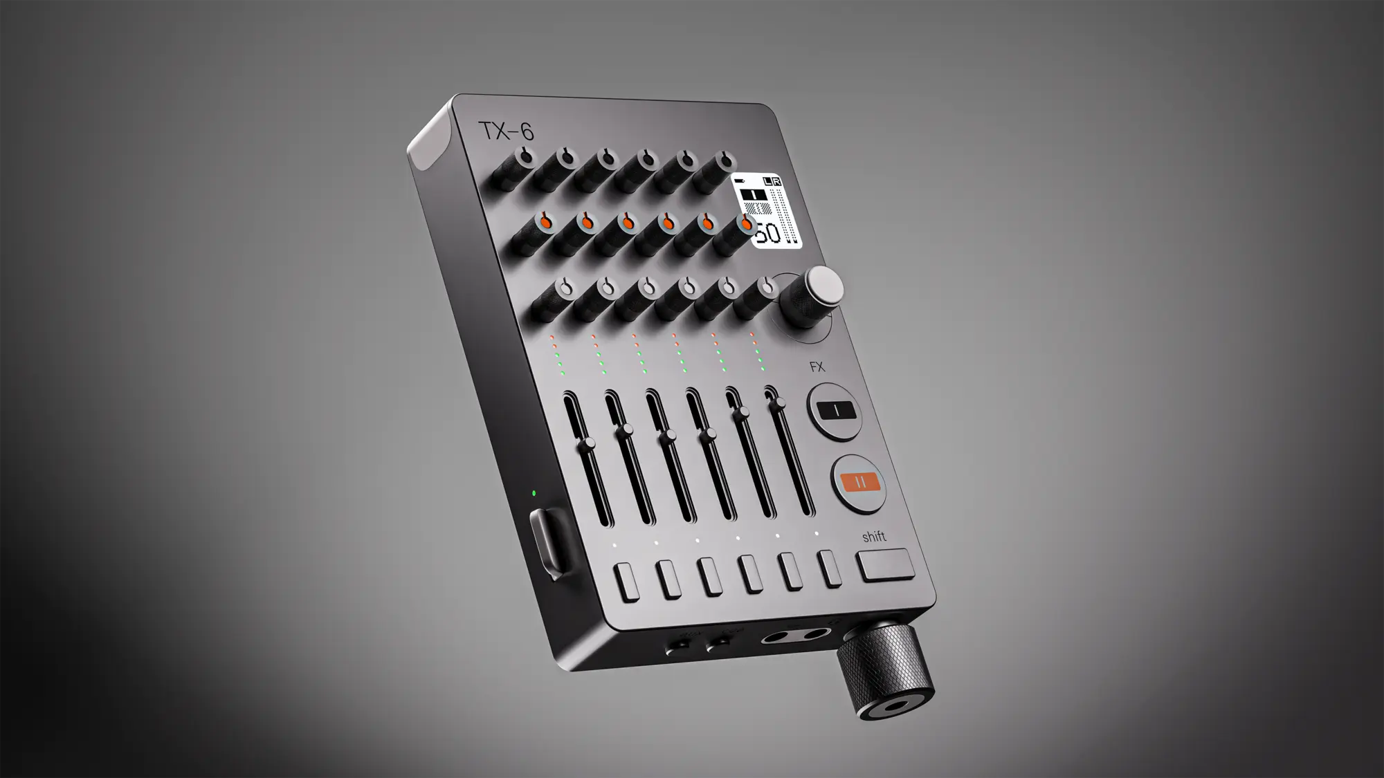 Compact mixer in a three-quarter view