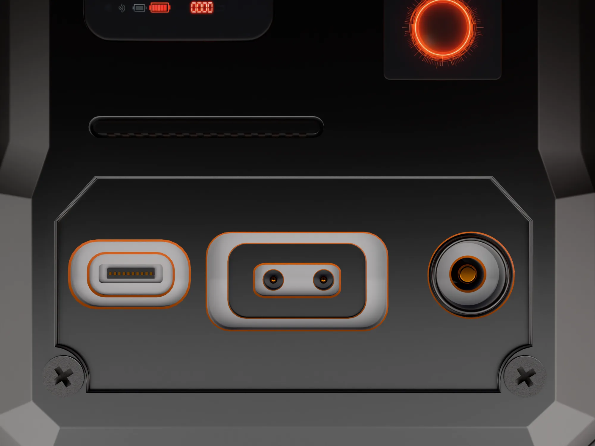 Ports and connectors, close view